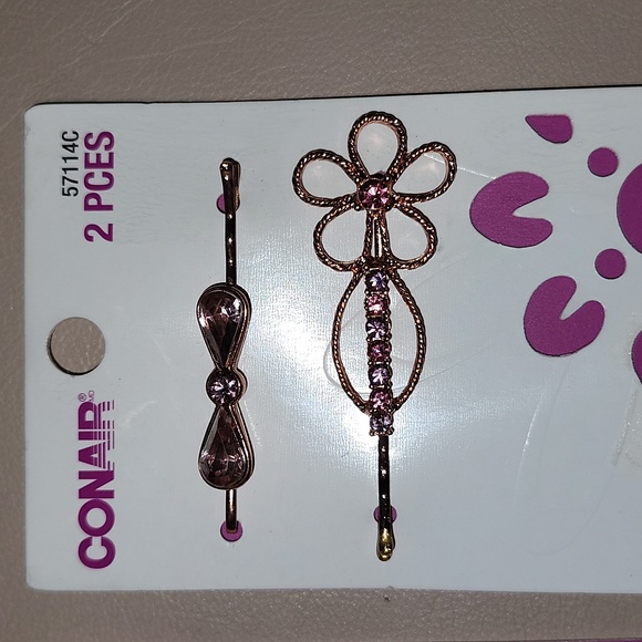 BNIP Conair (2 packages) bow and flower with rhinestone hair clips - Picture 2 of 4